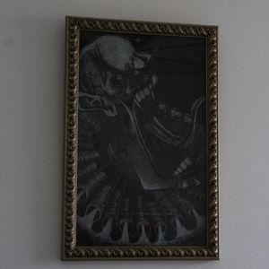 Clown drawing art color pencils on black paper